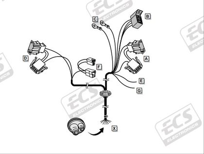 Штатная электрика фаркопа ECS (полный комплект) 7-полюсная для Seat Alhambra I 2000-2010. Артикул VW011BB