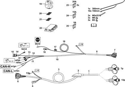 Штатная электрика фаркопа Westfalia (полный комплект) 13-полюсная для Audi A6 Allroad C7 до рестайлинга 2012-2019. Артикул 305385300113